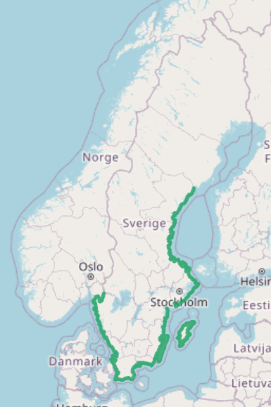 Utbredningskarta – var Blåstång växer i Sverige