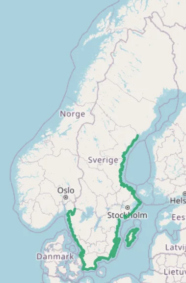 Utbredningskarta – var Gaffeltång växer i Sverige